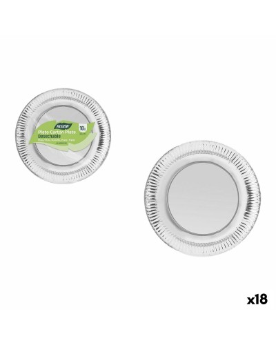 Set di piatti Algon Argentato 23 cm 10 Pezzi (18 Unità)