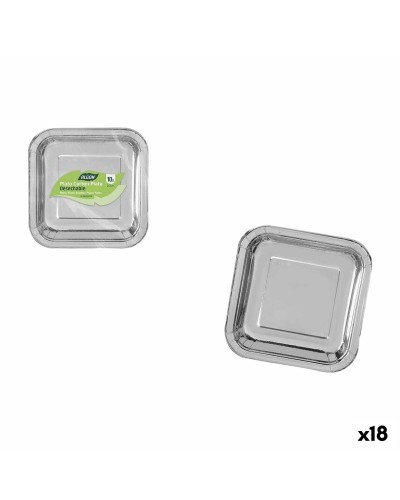 Plate set Algon Silver 20 cm 20 x 2 cm 10 Pieces (18 Units)