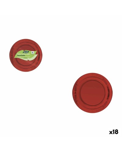 Plate set Algon Red 18 cm 12 Pieces (18 Units)