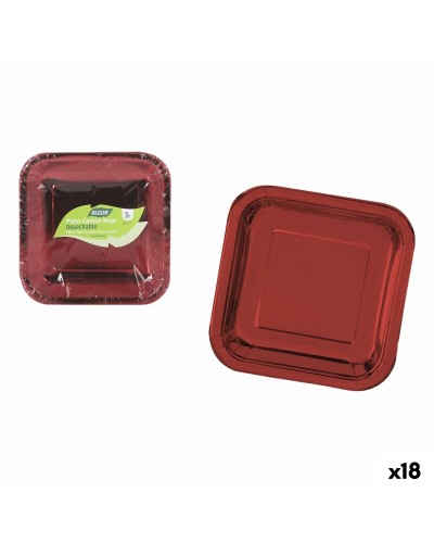 Bordenset Algon Rood 26 cm 3 Onderdelen (18 Stuks)