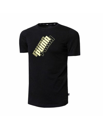 Puma Power: Kurzarm-T-Shirt Kinder Logo Schwarz - Sport & Casual

