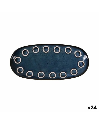 Fuente de Cocina La Mediterránea Almudena Azul Ovalado 25 x 12 x 2,2 cm (24 Unidades)