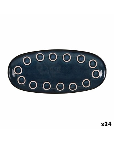 Serving Platter La Mediterránea Almudena Blue Oval 29 x 13,5 x 2,4 cm (24 Units)