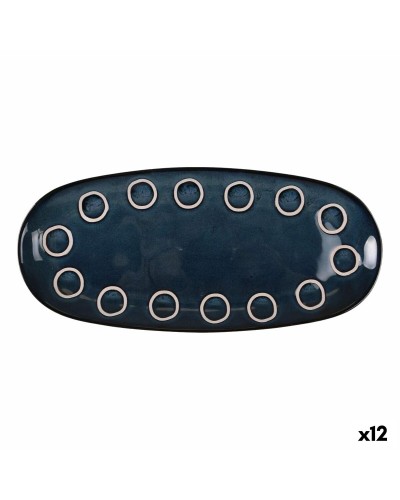 Fuente de Cocina La Mediterránea Almudena Azul Ovalado 33 x 14,8 x 2,7 cm (12 Unidades)