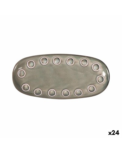 Plat à Gratin La Mediterránea Almudena Gris Oblongue 25 x 12 x 2,2 cm (24 Unités)