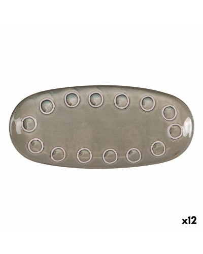 Serveerschaal La Mediterránea Almudena Grijs Ovalen 33 x 14,8 x 2,7 cm (12 Stuks)