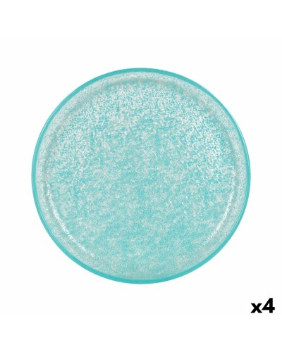Plato Llano Samaritaine Turquesa Ø 19 cm (6 Unidades)