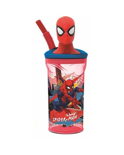 Bicchiere con Cannuccia Spider-Man Moving Target 360 ml 3D