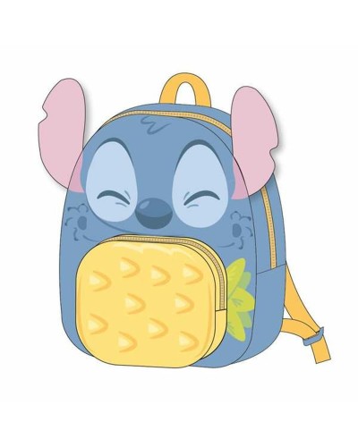 Zaino Scuola Stitch Azzurro 18 x 22 x 4 cm