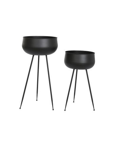 Set de Maceteros DKD Home Decor 34 x 34 x 70 cm Negro Metal