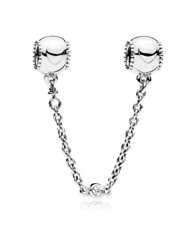 Naisten helmet Pandora EMBOSSED HEARTS  SAFETY CHAIN