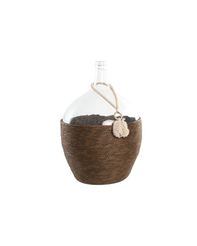 Jarrón Home ESPRIT Transparente Marrón oscuro Cristal Colonial 37 x 37 x 55 cm