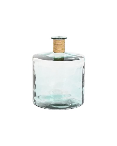 Jarrón Home ESPRIT Transparente Junco Cristal reciclado Natural 35 x 35 x 45 cm