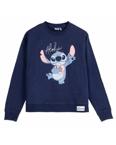 Felpa senza Cappuccio Donna Stitch Blu scuro S