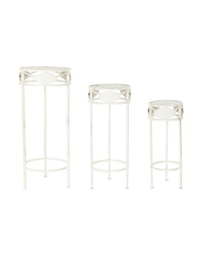 3-bordsset Home ESPRIT Vit 30,5 x 30,5 x 70 cm (3 Delar)