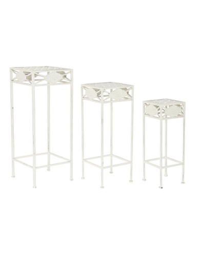 Set van 3 tafels Home ESPRIT Wit 30 x 30 x 70 cm (3 Onderdelen)