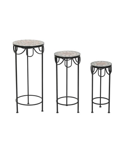 Juego de 3 mesas Home ESPRIT Negro 30 x 30 x 69 cm (3 Piezas)