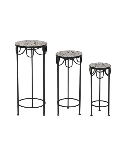 Juego de 3 mesas Home ESPRIT Negro 30 x 30 x 69 cm (3 Piezas)