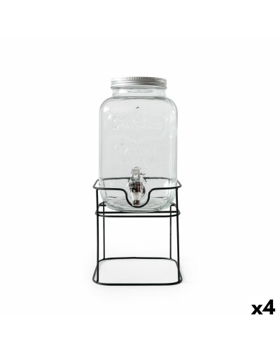Getränkedispenser La Mediterránea Rustik Metall Glas 4 L 17 x 17 x 30,5 cm (4 Stück)