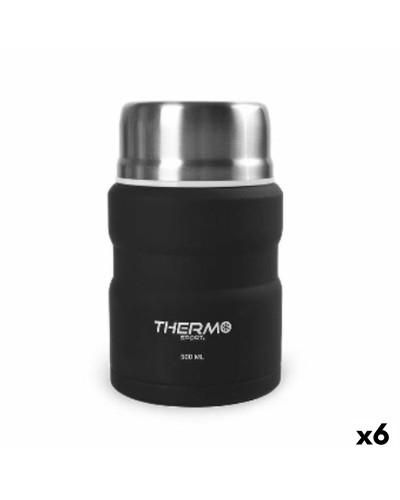 Thermos voor voedsel ThermoSport Zwart Staal 500 ml (6 Stuks)