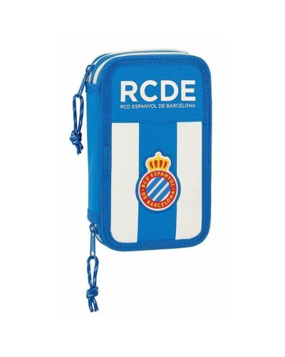 Dubbelt pennfodral RCD Espanyol Blå Vit 12,5 x 19,5 x 4 cm