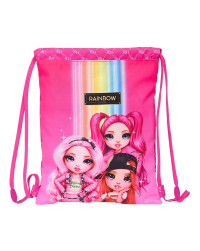 Rucksacktasche mit Bändern Rainbow High Pink 26 x 34 x 1 cm
