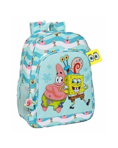 Cartable Spongebob Stay positive Bleu Blanc