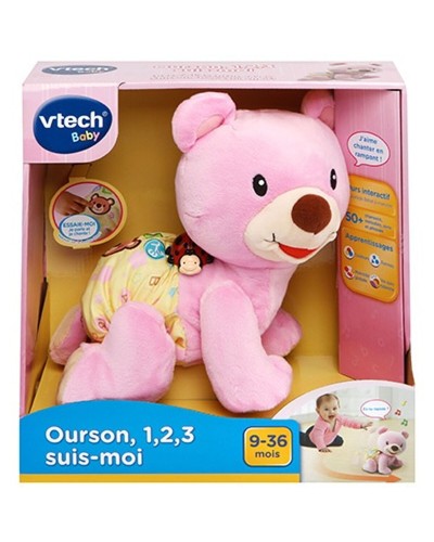 Mjukisleksak Vtech Baby Bear, 1,2,3 Follow Me Musik Rosa