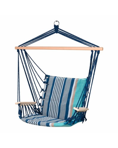 Gunga Blå Trä Bomull Med armstöd Randig 53 x 100 cm