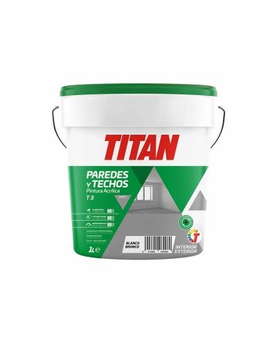 Peinture Acrylique Blanche Titan T-3 | 1 Litre | Finition Mate
