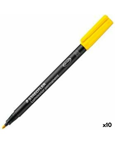 Marqueur Permanent Jaune Staedtler Lumocolor 317 M, Boîte de 10 Pièces
