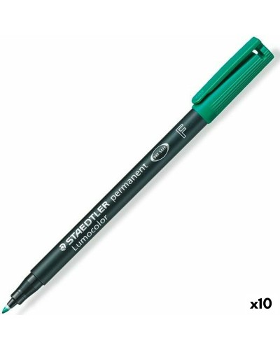 Permanenttimarkkeri Staedtler Lumocolor 318 F Vihreä (10 osaa)