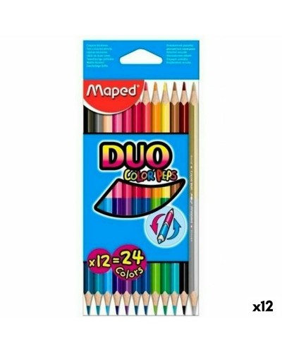 Maped Duo Color' Peps | Lápices de Colores Multicolor de Doble Punta (12 Piezas)
