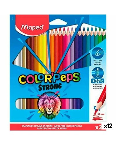 Kleurpotloden Maped Color' Peps Strong Multicolour 24 Onderdelen (12 Stuks)
