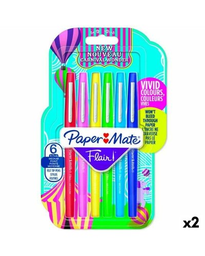 Paper Mate Flair Filzstifte Mehrfarbig, 12er Set (2 x 6 Stück)
