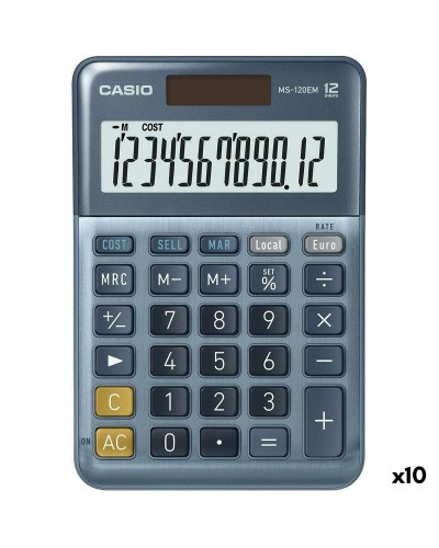Casio MS-100EM Bürorechner Hellblau, 10er Pack

