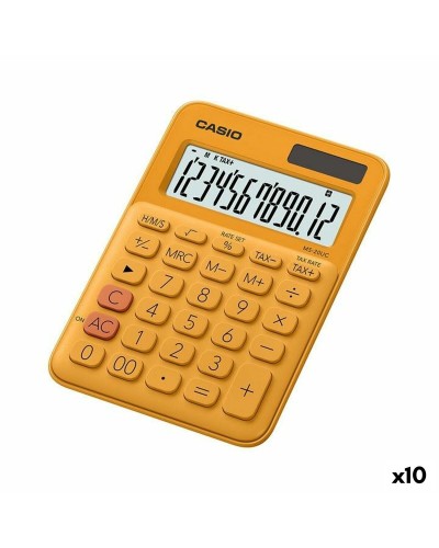 Calculadora de bolsillo Casio MS-20UC Naranja - Tamaño compacto - Paquete de 10
