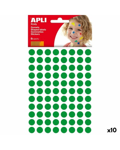 Klistermärken Apli Kids Gomets Grön Rund (10 antal)