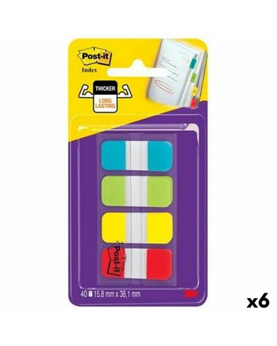 Set plakbriefjes Post-it Index Multicolour 40 Lakens 15,8 x 38 mm (6 Stuks)