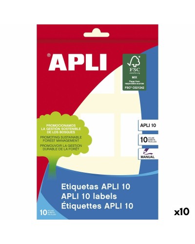 Etichette Adesive Apli, Bianco, 10 Fogli (32 x 41 mm), Ideali per Organizzazione ed Etichettatura