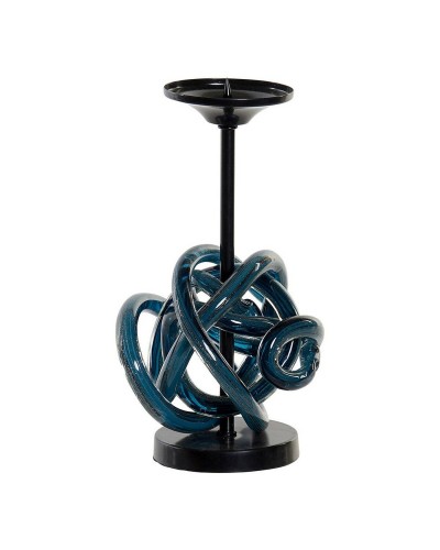 Ljusstakar DKD Home Decor 8424001723041 Glas Blå Metall 13 x 13 x 25 cm