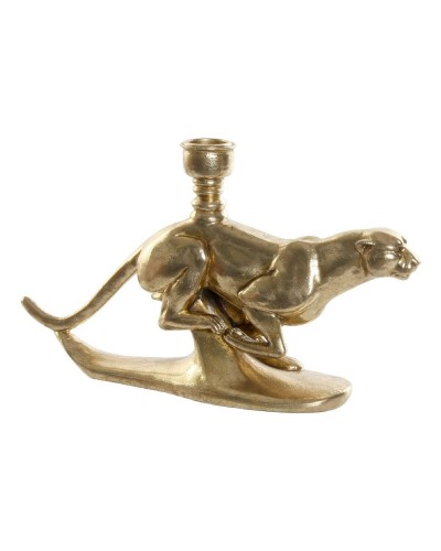 DKD Home Decor Kerzenständer aus Harz und Aluminium in Leopardenform – 25 x 6 x 14 cm
