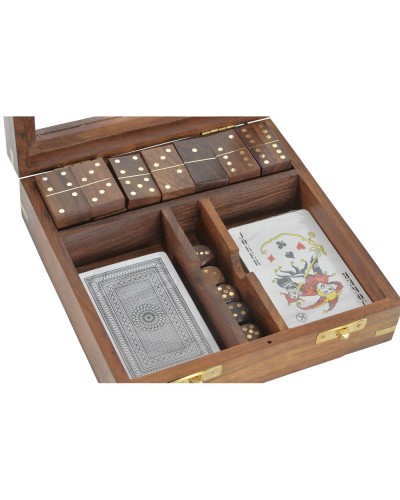Board game DKD Home Decor Sheesham 17 x 17 x 5,5 cm Golden Brown 4 Pieces