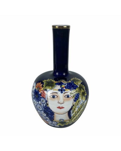 Vase en Porcelaine Multicolore DKD Home Decor Visage Bleu, 17 x 17 x 30 cm

