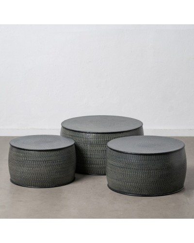 Black Aluminum Side Table 66 x 66 x 34.5 cm (Set of 3)
