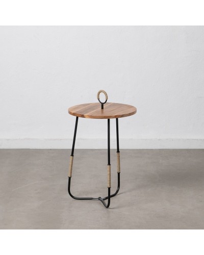 Bijzettafel 40,5 x 40,5 x 66 cm Natuurlijk Zwart Hout Ijzer