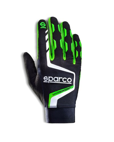 Sparco HYPERGRIP+ Guantes Racing Negro/Verde Talla 10 - Agarre Óptimo
