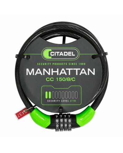 Kabel med hänglås Citadel Manhattan cc 150/8/c Kombination Svart 150 cm