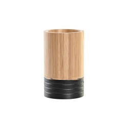 DKD Home Decor Bamboo Toothbrush Holder for Eco-Friendly and Durable Bathroom, 7 x 7 x 11 cm
