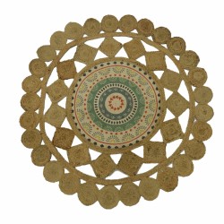 DKD Home Decor Rug 120x120cm - Brown Multicolored Pattern - Soft and Comfortable for Living Room and Bedroom
